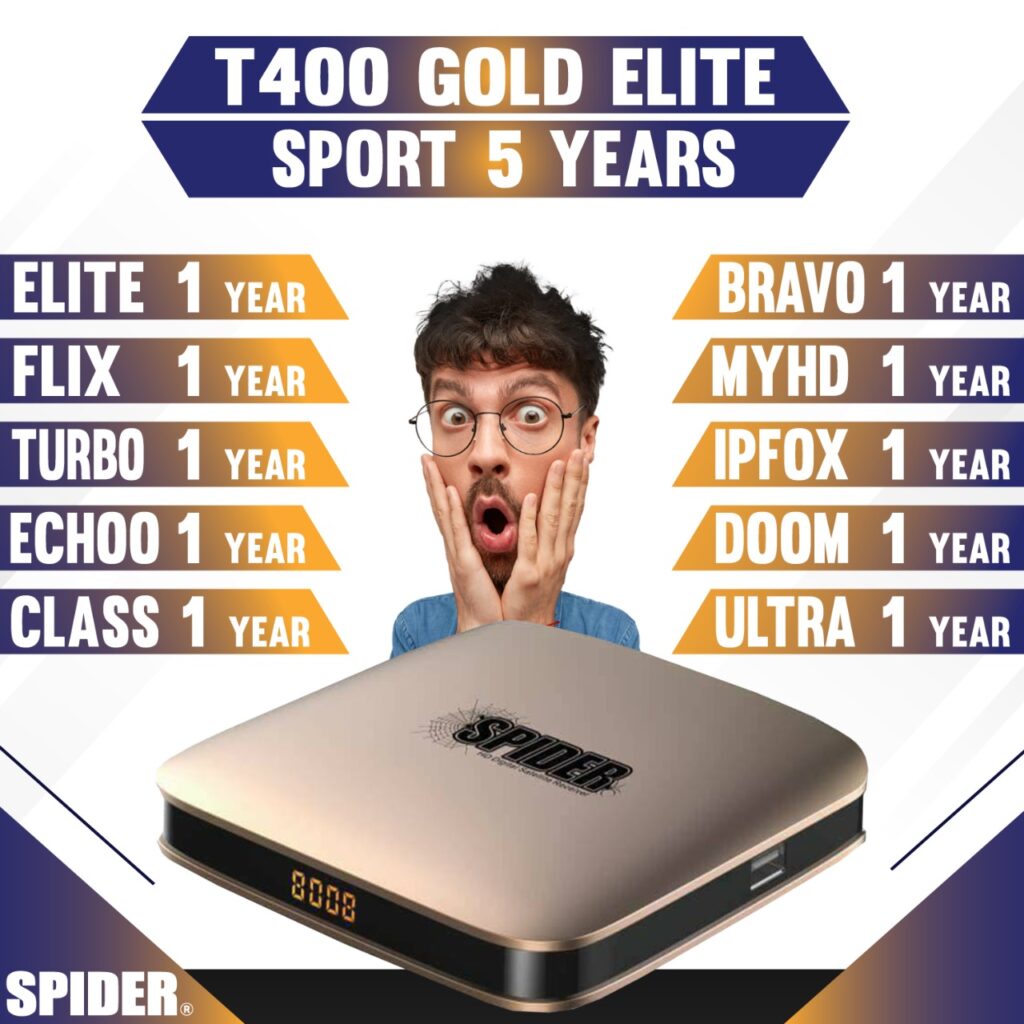 متجر جي بلاس iptv سبايدر الذهبي SPIDER T400 GOLD مع عدة اشتراكات مجانية kuva